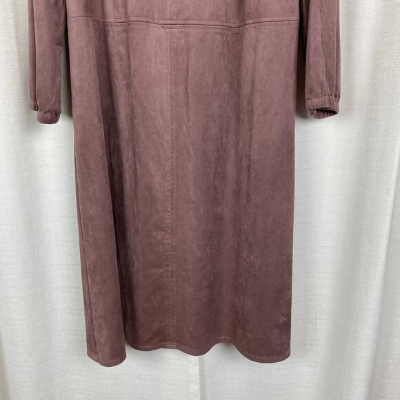 J.Jill Wearever Mauve Haze Ultrasoft Faux Suede Knit Fit&Flare Dress Sz.L Tall - Picture 9 of 15